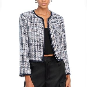 NWT Aqua Collarless Tweed Jacket Size Small